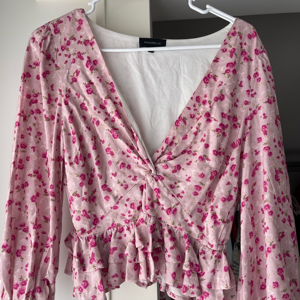 Majorelle Pink Floral Blouse XS